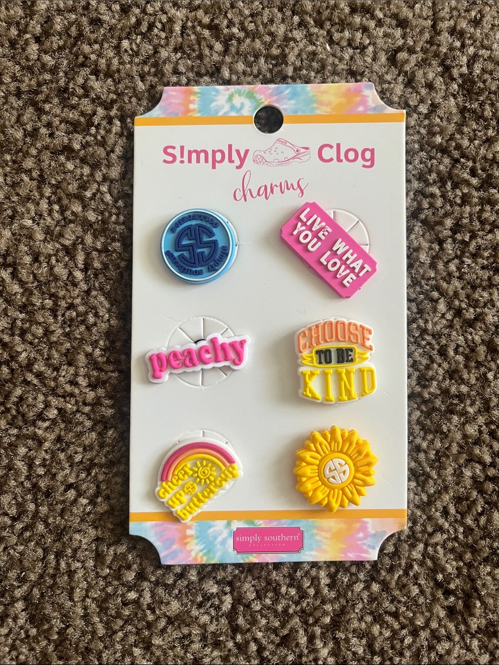 Simply Southern Tie-Dye Charm Pack with Pink, Yellow, Blue Accents
